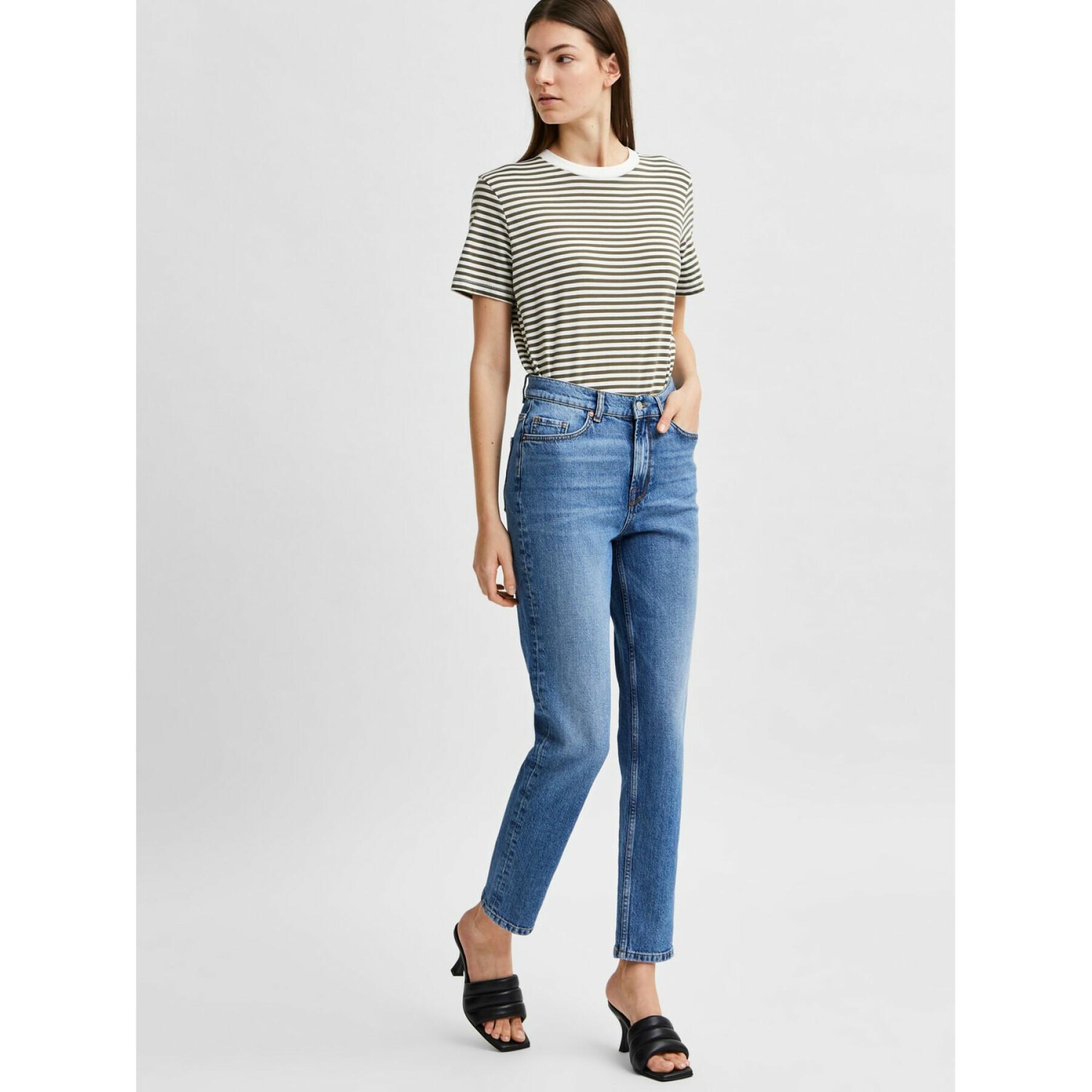 Damen-Jeans mit hoher Taille Selected Amy chambly