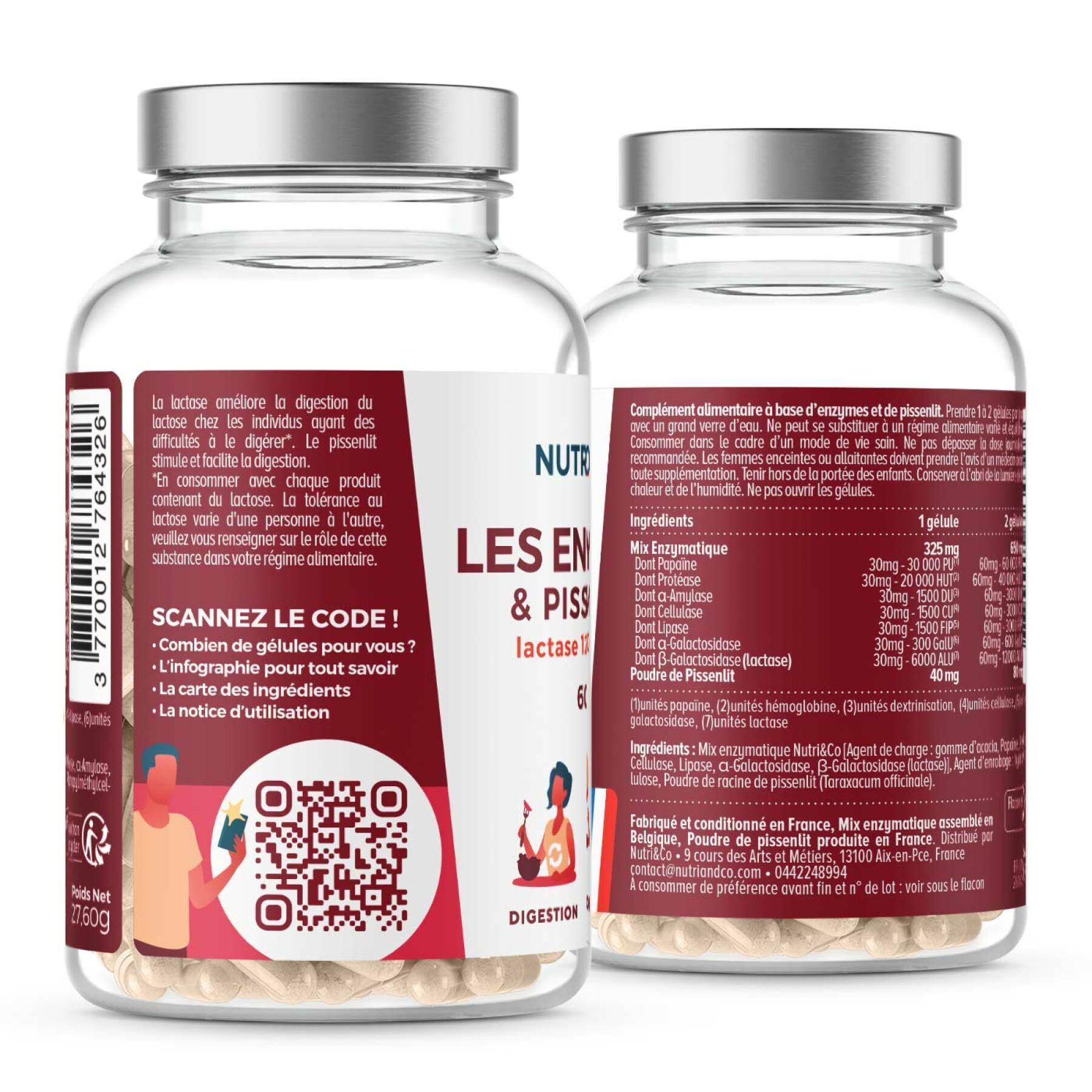 Nahrungsergänzungsmittel für die Verdauung Nutri&Co Les Enzymes & Pissenlit - 60 gélules