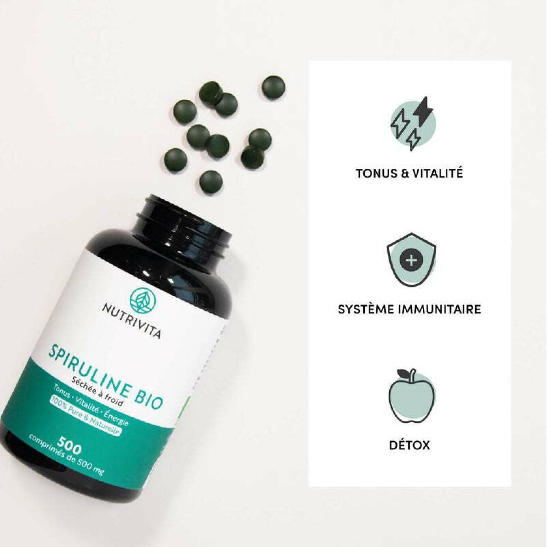 Bio Spirulina Nahrungsergänzungsmittel - 500 Tabletten Nutrivita