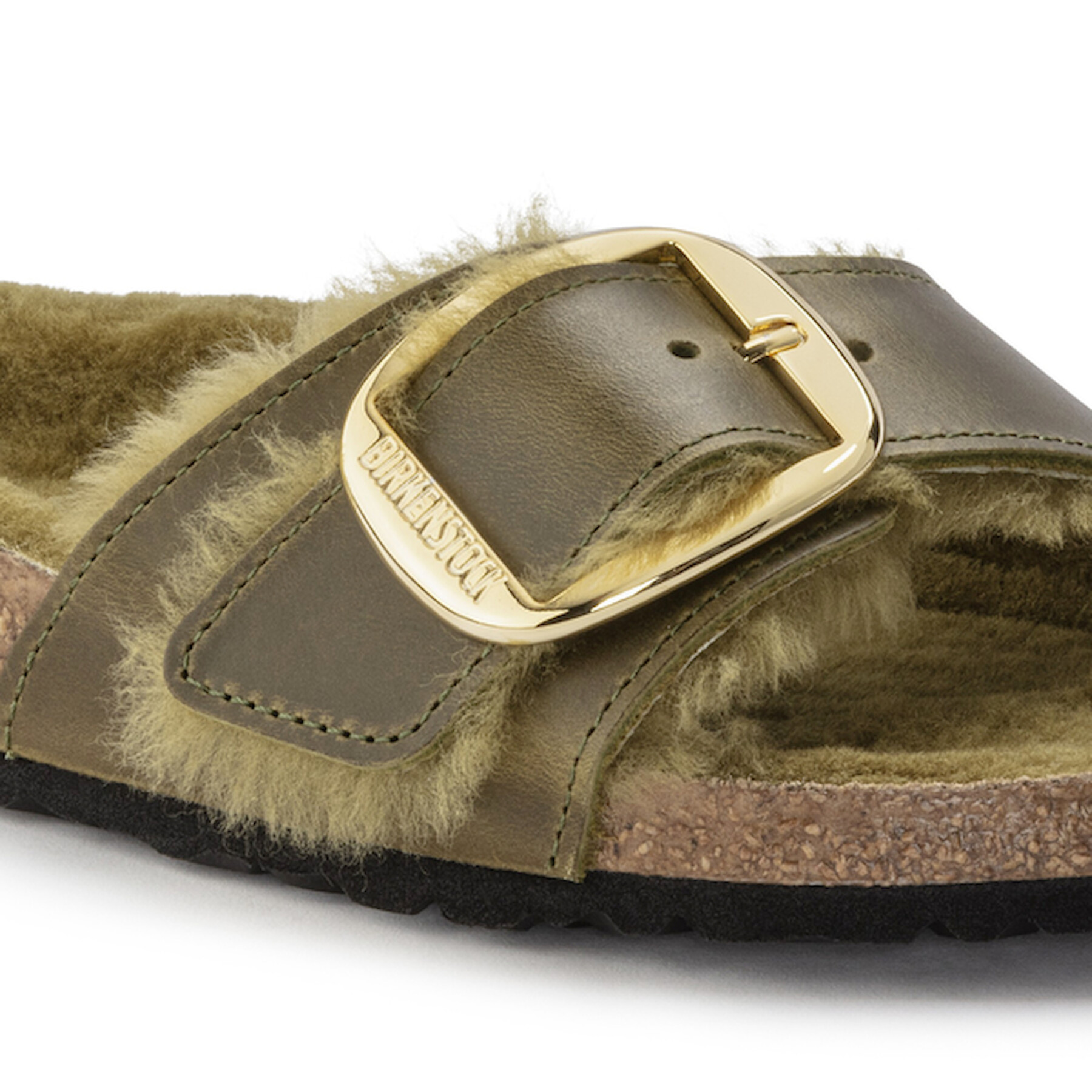 Sandalen für Frauen Birkenstock Madrid Big Buckle Shearling Oiled Leather