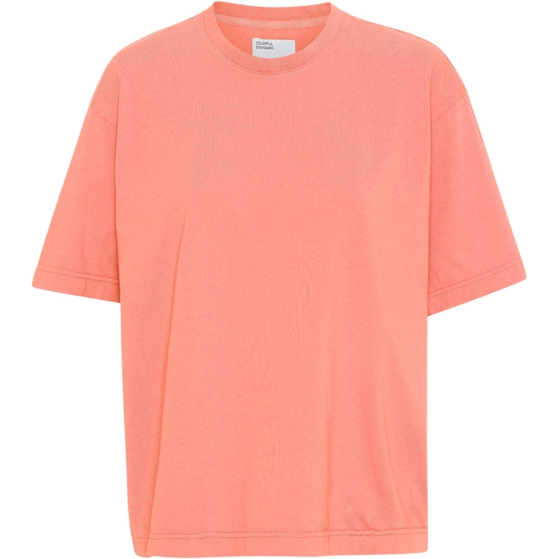 T-Shirt Frau Colorful Standard Organic oversized bright coral