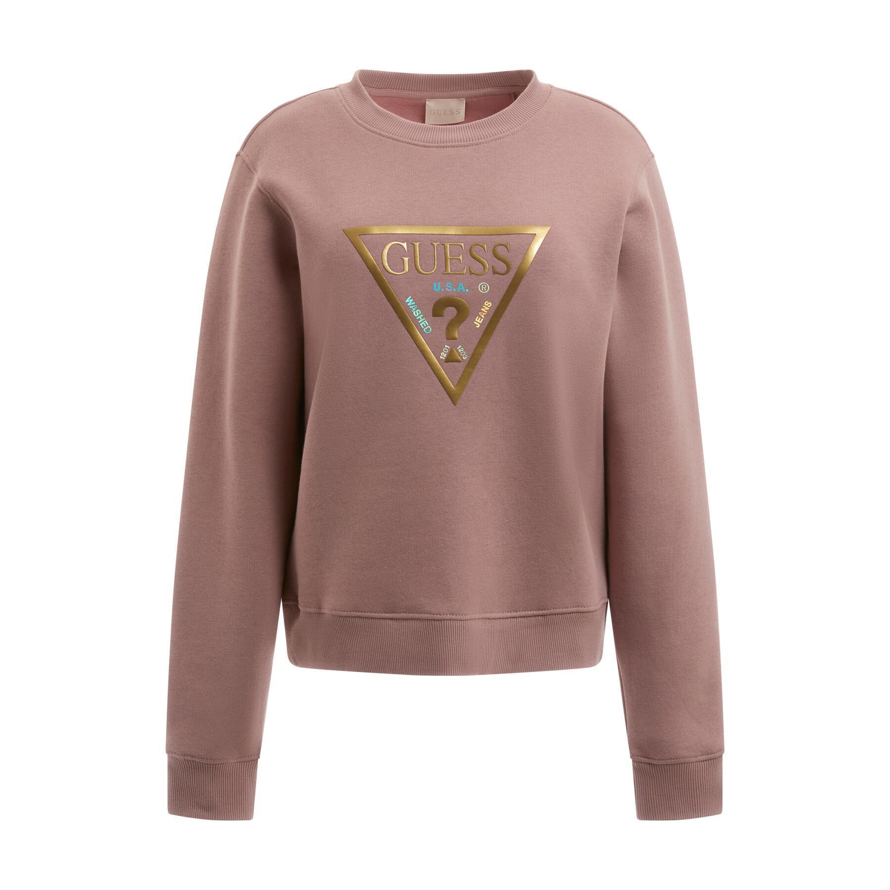 Sweatshirt mit Rundhalsausschnitt und goldenem Dreieck, Damen Guess