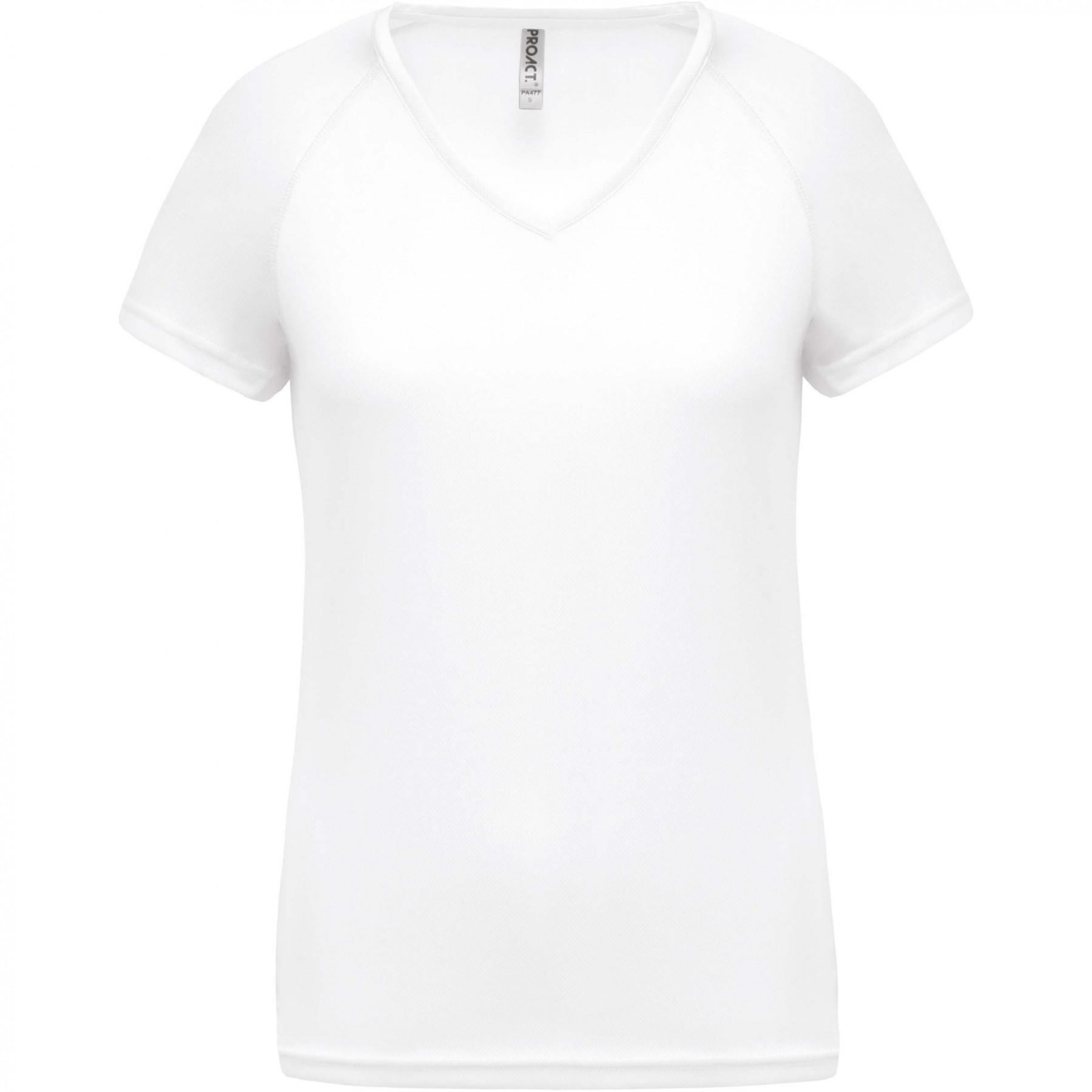 Damen-T-Shirt mit V-Ausschnitt Proact Sport blanc
