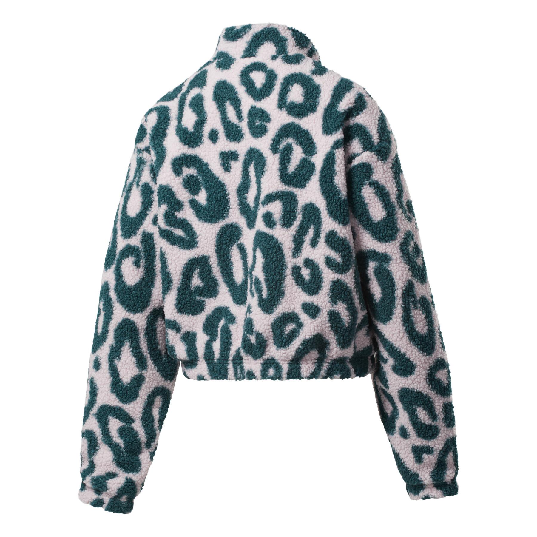 Damen-Fleece Reebok Printed Sherpa Half-Zip