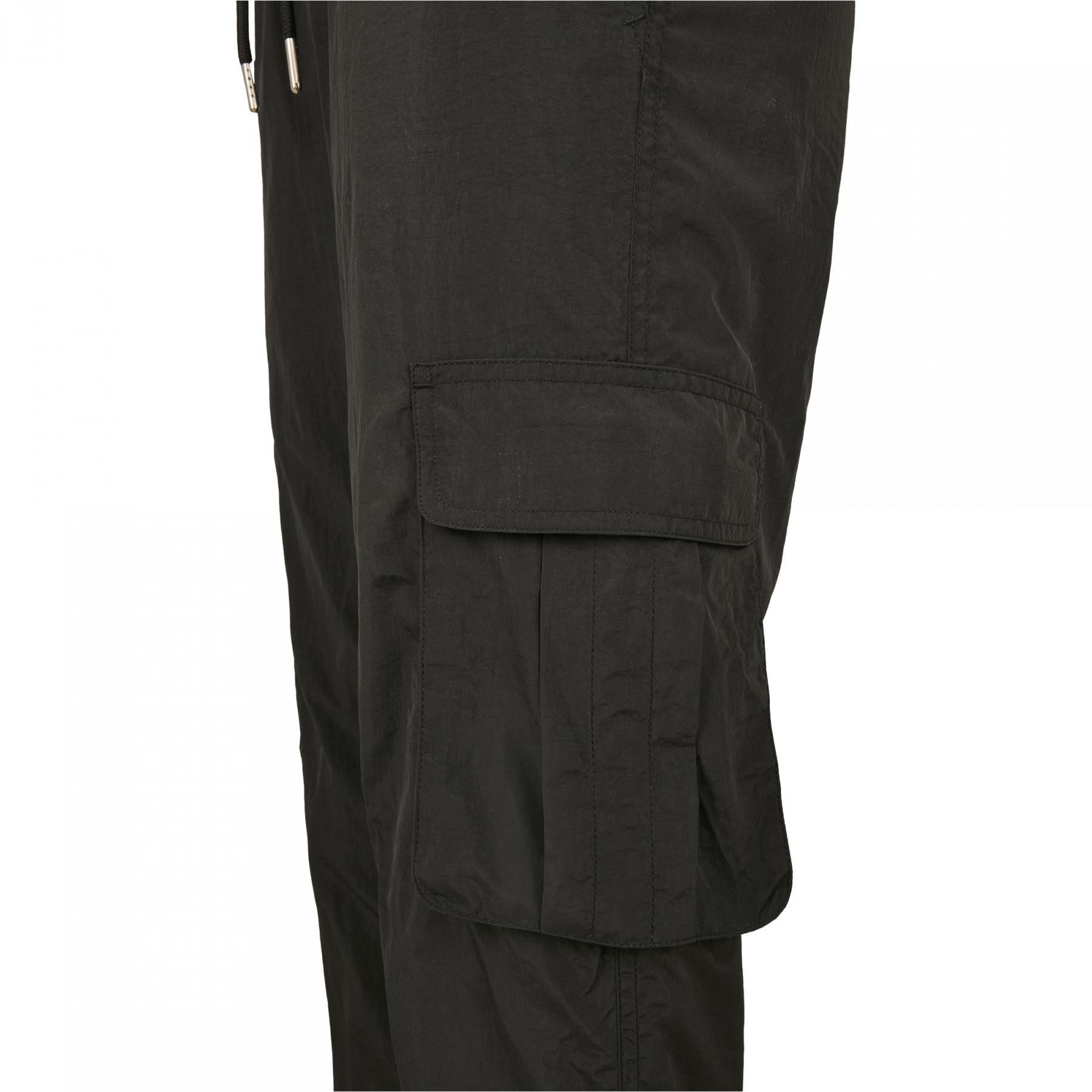 Damenhosen Urban Classics high waist crinkle nylon cargo (grandes tailles)