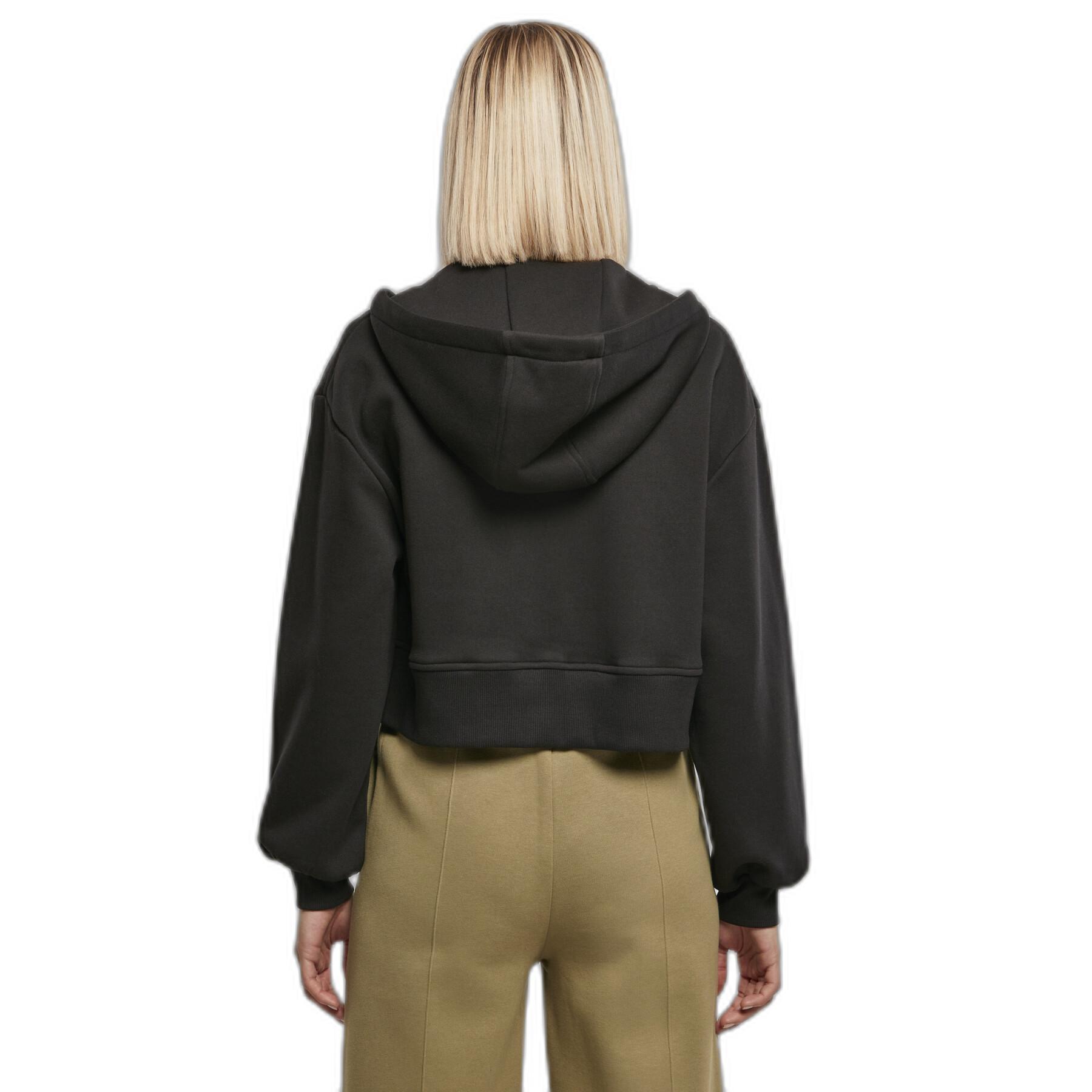 Sweatshirt mit kurzer Kapuze und Reißverschluss, Damen Urban Classics Oversized