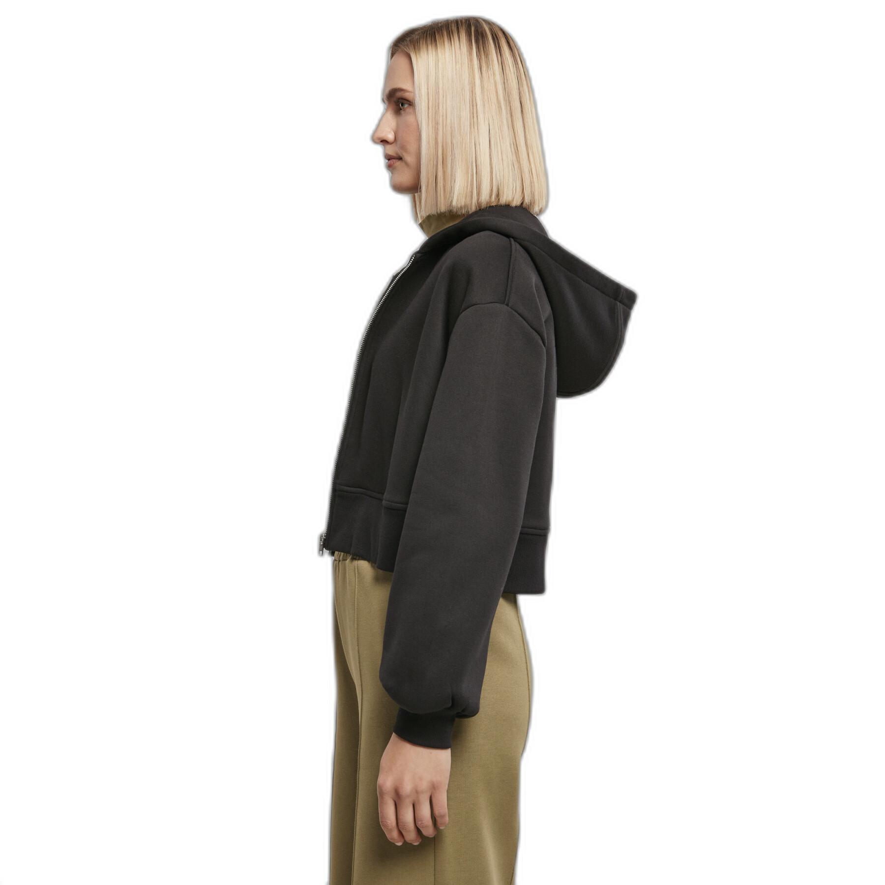 Sweatshirt mit kurzer Kapuze und Reißverschluss, Damen Urban Classics Oversized
