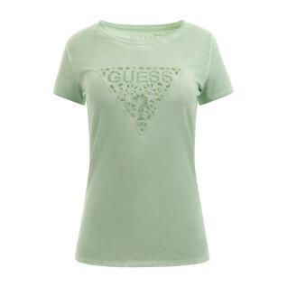 Floral T-Shirt mit Ösen Frau Guess Logo