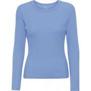 Geripptes T-Shirt mit langen Ärmeln, Frau Colorful Standard Organic sky blue