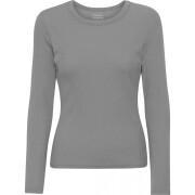 Geripptes T-Shirt mit langen Ärmeln, Frau Colorful Standard Organic storm grey